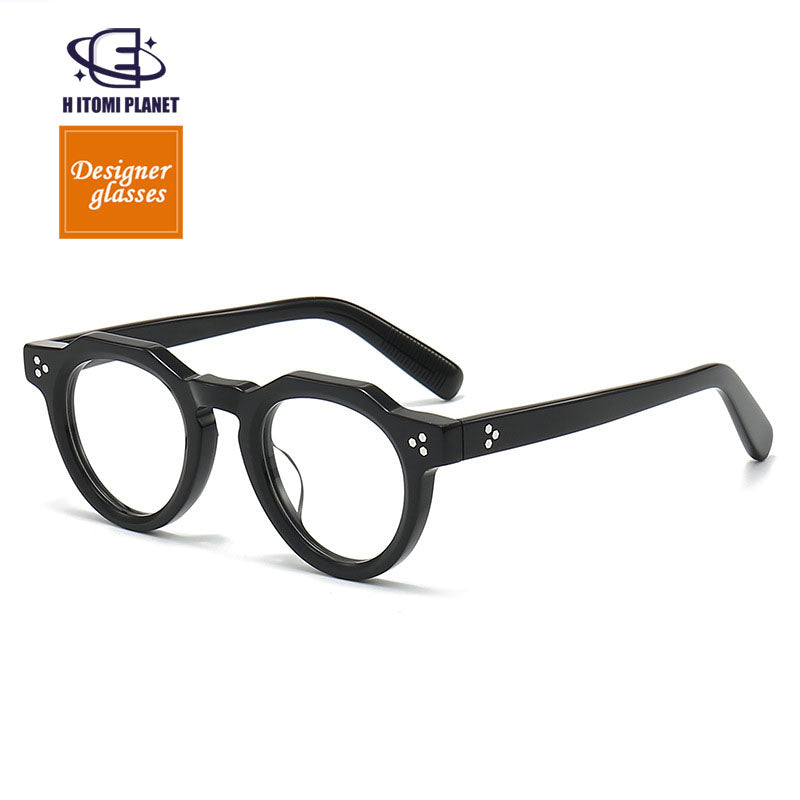 Japanese 8.0mm Thick Acetate Eyeglass Frame | Polygonal Handmade Unisex Glasses for High Prescription