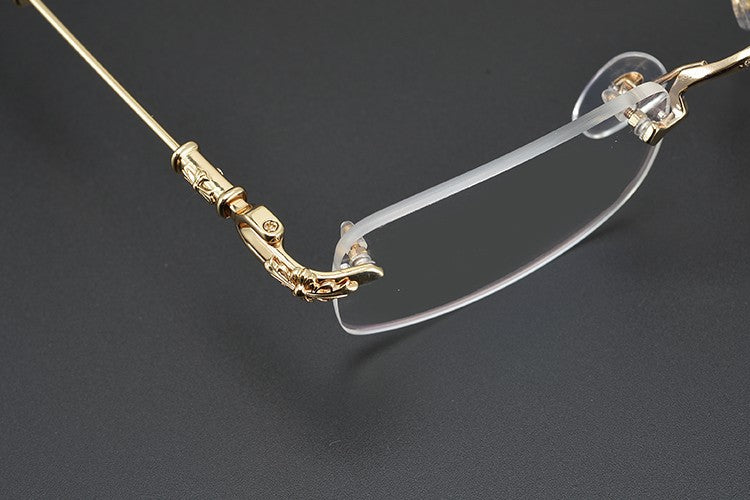 Chrome Hearts-Inspired Rimless Glasses | Handmade Titanium Alloy Eyewear | Vintage Punk Style | Ultra-Light Blue Light Blocking Frames