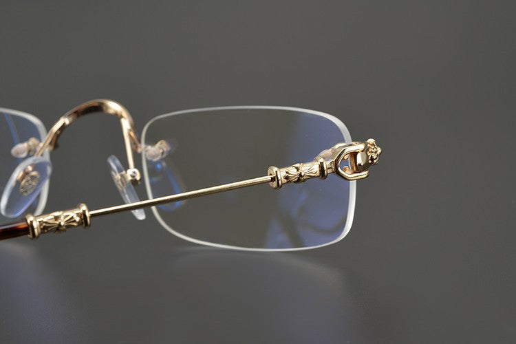 Chrome Hearts-Inspired Rimless Glasses | Handmade Titanium Alloy Eyewear | Vintage Punk Style | Ultra-Light Blue Light Blocking Frames