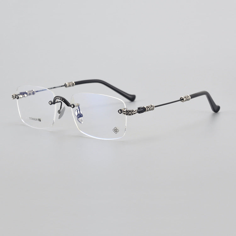 Chrome Hearts-Inspired Titanium Rimless Glasses | Retro Business Frames for Men & Women