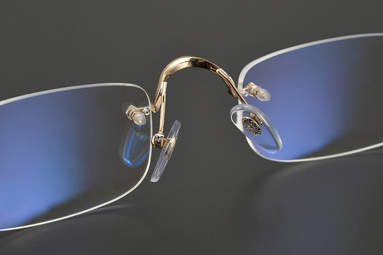 Chrome Hearts-Inspired Rimless Glasses | Handmade Titanium Alloy Eyewear | Vintage Punk Style | Ultra-Light Blue Light Blocking Frames