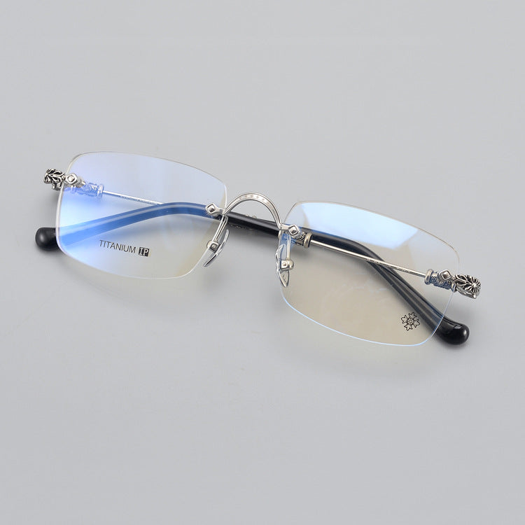 Chrome Hearts-Inspired Titanium Rimless Glasses | Retro Business Frames for Men & Women