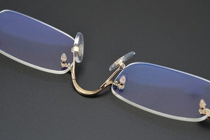 Chrome Hearts-Inspired Rimless Glasses | Handmade Titanium Alloy Eyewear | Vintage Punk Style | Ultra-Light Blue Light Blocking Frames