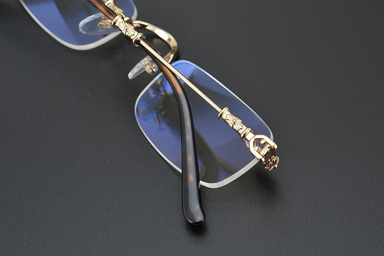 Chrome Hearts-Inspired Rimless Glasses | Handmade Titanium Alloy Eyewear | Vintage Punk Style | Ultra-Light Blue Light Blocking Frames