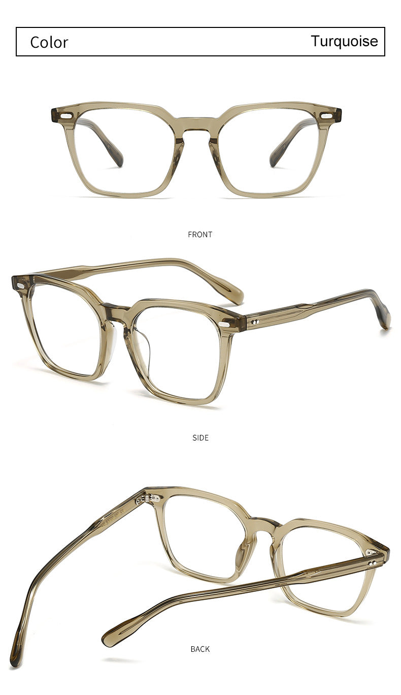 Vintage Square Prescription Glasses | Retro Handmade Rivet Design | Unique Acetate Frame for High Prescription Lenses