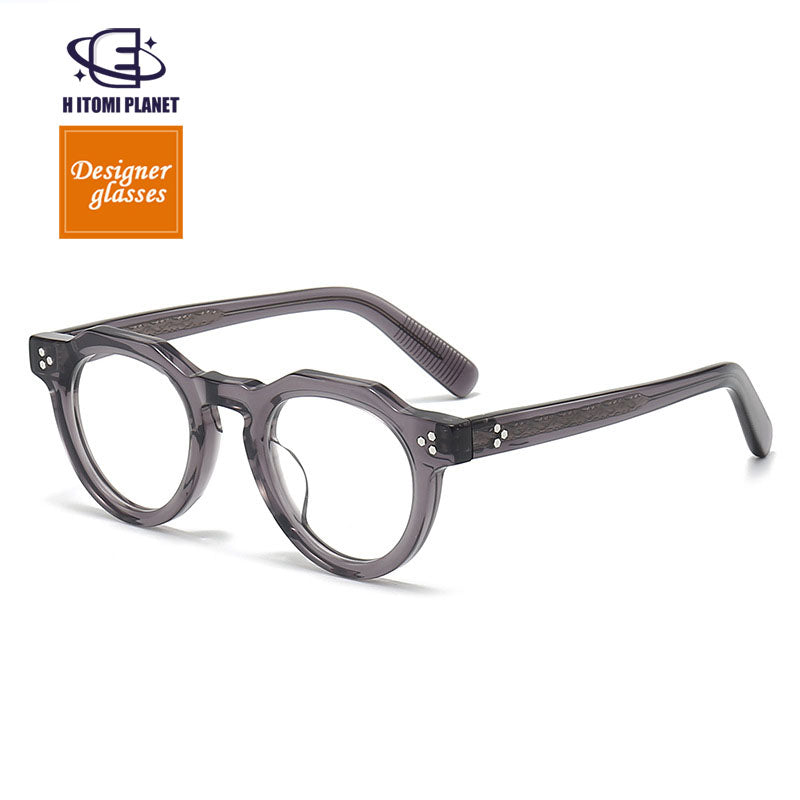 Japanese 8.0mm Thick Acetate Eyeglass Frame | Polygonal Handmade Unisex Glasses for High Prescription