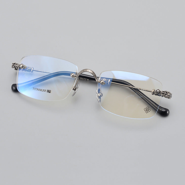 Chrome Hearts-Inspired Titanium Rimless Glasses | Retro Business Frames for Men & Women