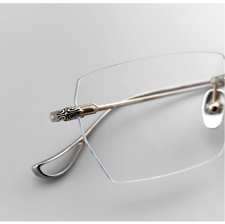 Designer Pure Titanium Rimless Eyeglasses - EO-637