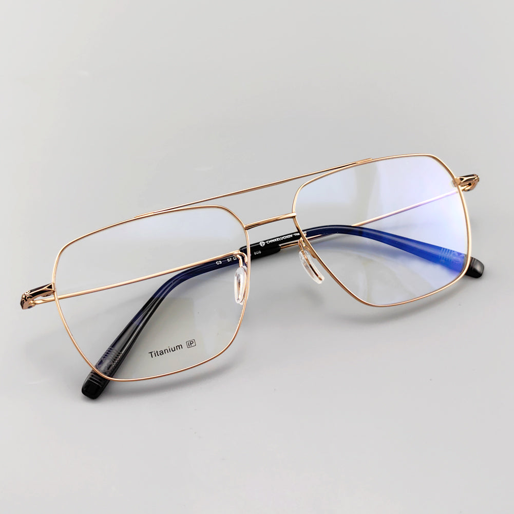 Pure Titanium Double Bridge Aviator Optical Eyeglass Frames - EO-808