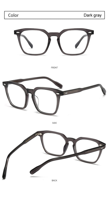 Vintage Square Prescription Glasses | Retro Handmade Rivet Design | Unique Acetate Frame for High Prescription Lenses