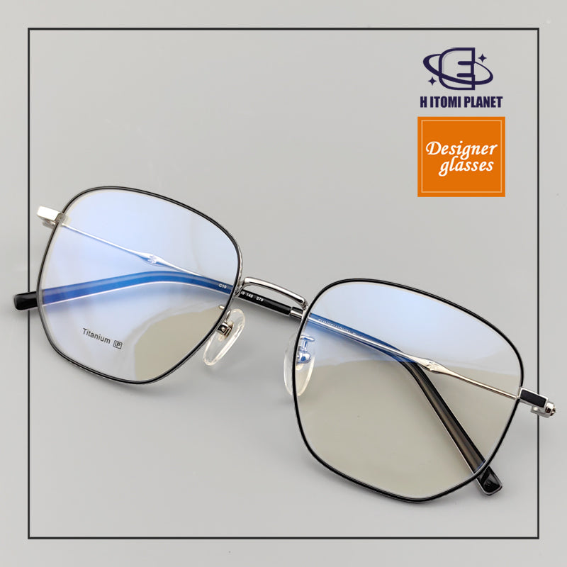 Large Rectangular Full-Frame Glasses | Pure Titanium Frame & Fashionable Retro Look - EO-579