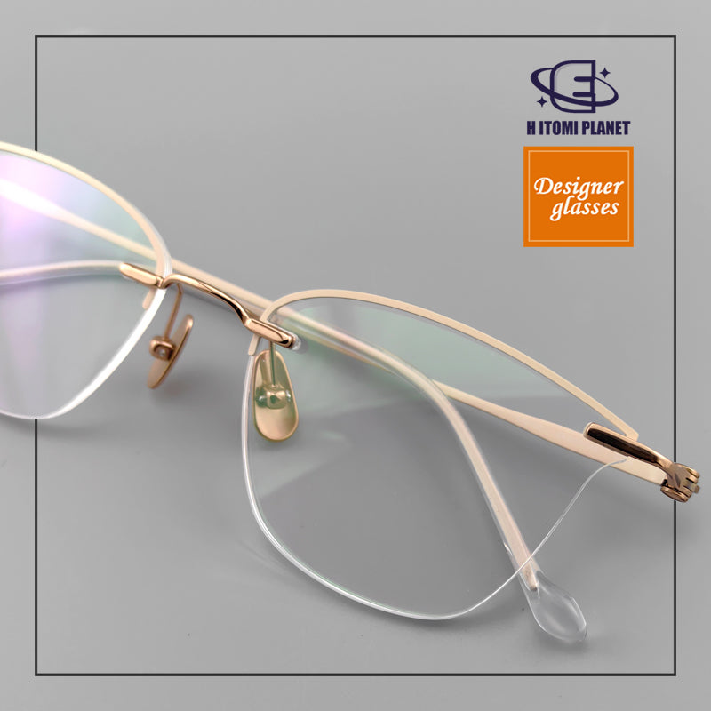 Elegant Women's Cat-Eye Rimless Glasses with Pure Titanium Frame - EO-62012