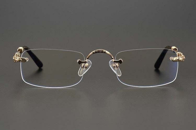 Chrome Hearts-Inspired Rimless Glasses | Handmade Titanium Alloy Eyewear | Vintage Punk Style | Ultra-Light Blue Light Blocking Frames