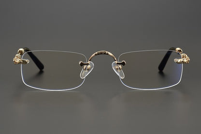 Chrome Hearts-Inspired Rimless Glasses | Handmade Titanium Alloy Eyewear | Vintage Punk Style | Ultra-Light Blue Light Blocking Frames