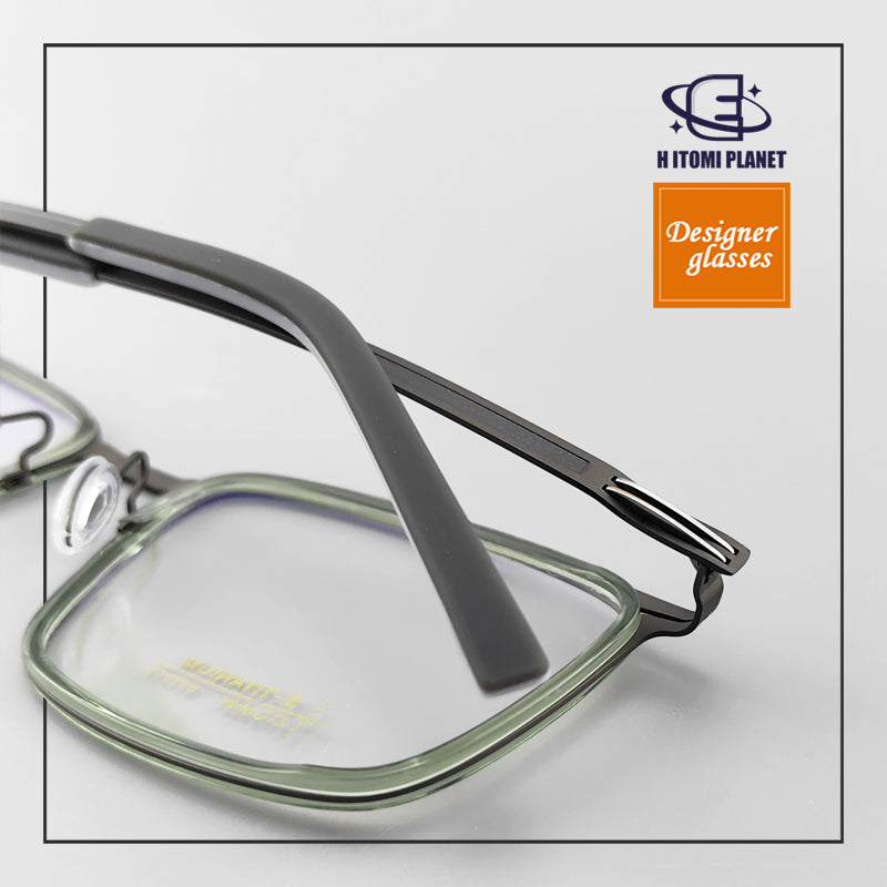 Rectangular Full-Frame Beta Titanium Glasses (EO-3021) - Lightweight, Screwless Design, Perfect for Smaller Faces