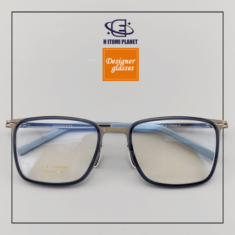 Rectangular Full-Frame Beta Titanium Glasses - Lightweight, Screwless Design, Wide Vision - EO - 3022