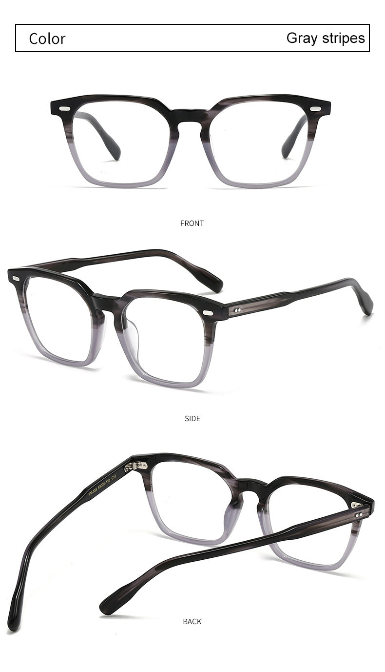 Handcrafted Retro Square Glasses | Artistic Acetate Frame with Rivet Detailing | High Prescription & Blue Light Compatible