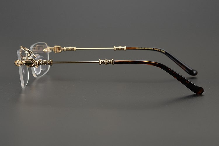 Chrome Hearts-Inspired Rimless Glasses | Handmade Titanium Alloy Eyewear | Vintage Punk Style | Ultra-Light Blue Light Blocking Frames