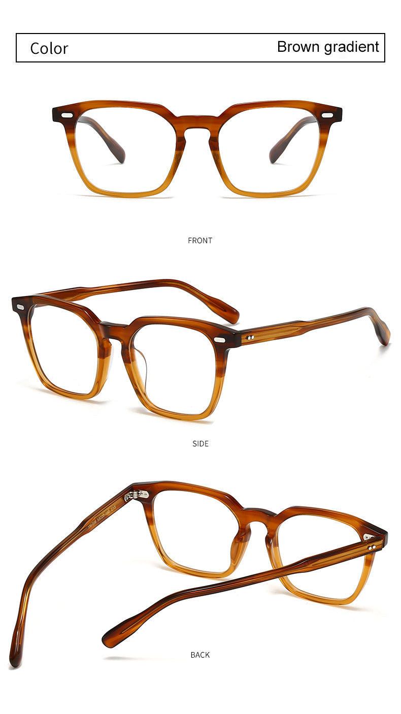 Vintage Square Prescription Glasses | Retro Handmade Rivet Design | Unique Acetate Frame for High Prescription Lenses