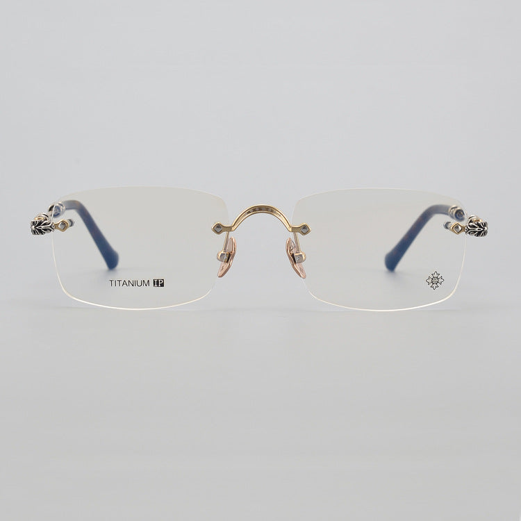 Chrome Hearts-Inspired Titanium Rimless Glasses | Retro Business Frames for Men & Women