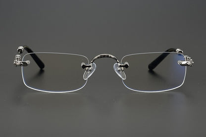 Chrome Hearts-Inspired Rimless Glasses | Handmade Titanium Alloy Eyewear | Vintage Punk Style | Ultra-Light Blue Light Blocking Frames