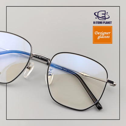 Large Rectangular Full-Frame Glasses | Pure Titanium Frame & Fashionable Retro Look - EO-579