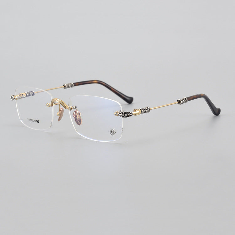 Chrome Hearts-Inspired Titanium Rimless Glasses | Retro Business Frames for Men & Women