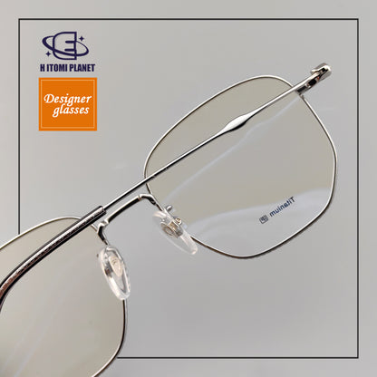 Large Rectangular Full-Frame Glasses | Pure Titanium Frame & Fashionable Retro Look - EO-579