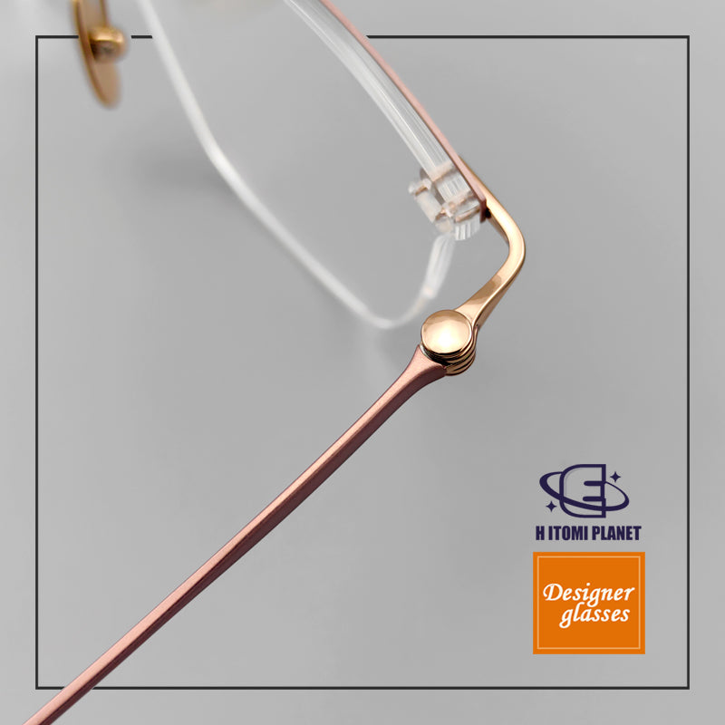 Elegant Women's Cat-Eye Rimless Glasses with Pure Titanium Frame - EO-62012