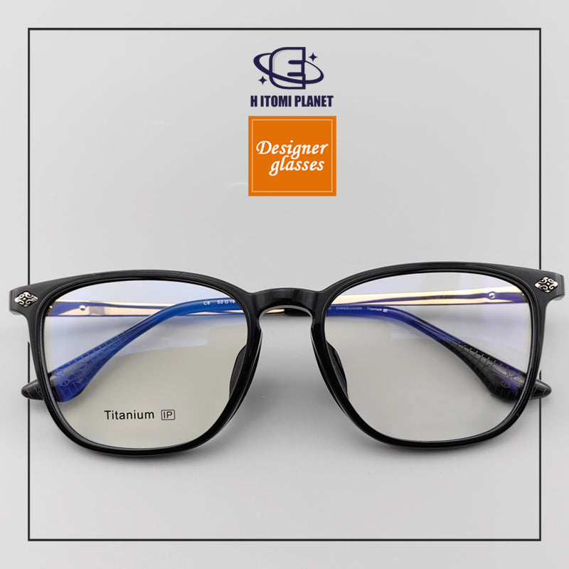 High Quality Acetate Full rim Glasses with Pure Titanium Metal Parts, Medieval Style Design - EO-839