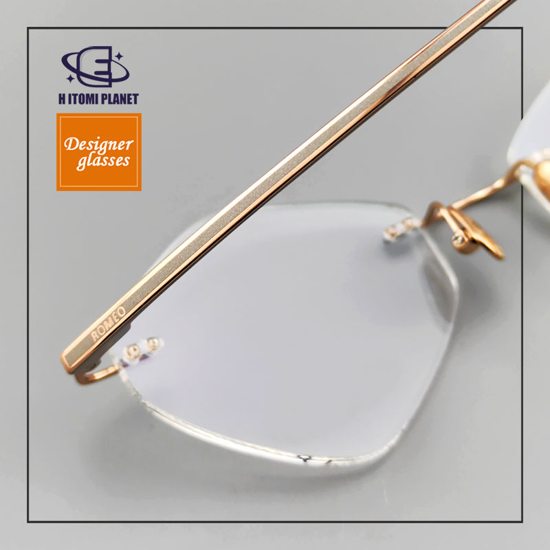 Diamond-Shaped womens rimless glasses frames - Pure Japanese Titanium Frame - EO-61008