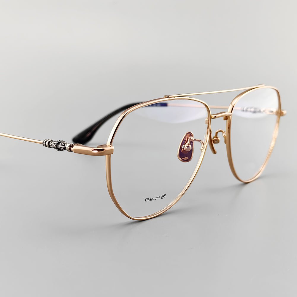 Retro Pilot Optical Eyeglass Frames - Vintage Style with Unique Cross Logo Design - EO-685