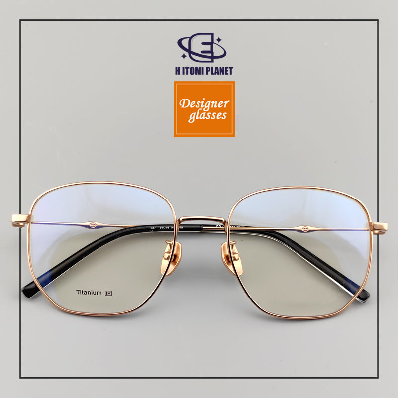 Large Rectangular Full-Frame Glasses | Pure Titanium Frame & Fashionable Retro Look - EO-579