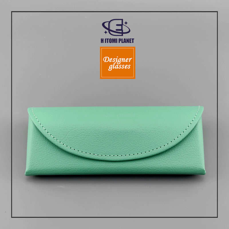 Mint Green & Caramel Brown Leather Glasses Case – Stylish, Durable, Pressure-Resistant Eyeglass Holder with Soft Velvet Interior for Sunglasses & Optical Glasses