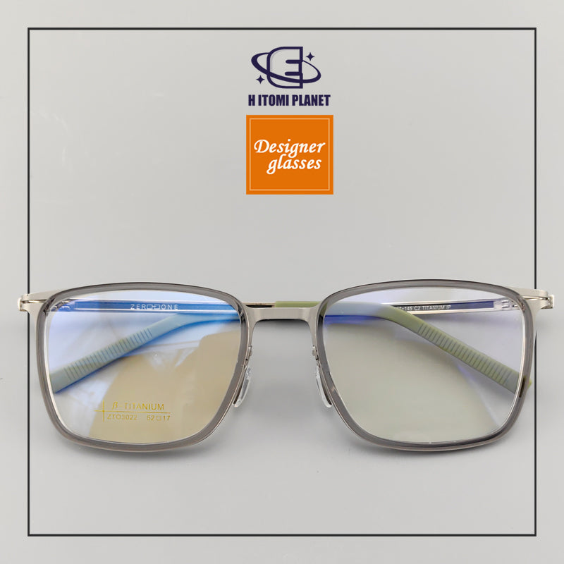 Rectangular Full-Frame Beta Titanium Glasses - Lightweight, Screwless Design, Wide Vision - EO - 3022