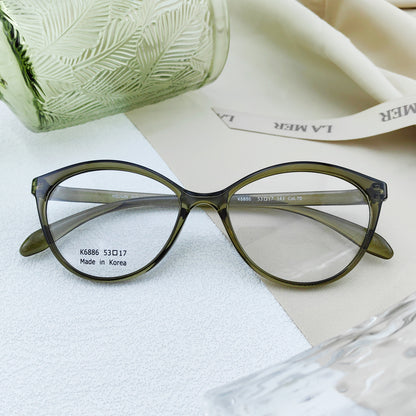 Korean TR90 simple women's cat eye transparent frame glasses - EO-6886