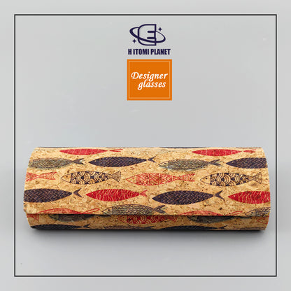 Bohemian Style Eyewear Case – Designer Original, Durable Cork Pattern PU Leather, Pressure-Resistant, Compact, and Stylish for Women and Men