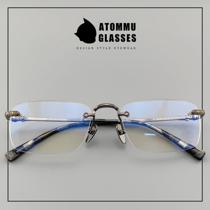 Chrome Hearts Style Rimless Glasses - Premium Acetate Temples & Pure Titanium Frame - EO - 8085