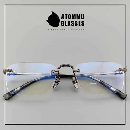 Chrome Hearts Style Rimless Glasses - Premium Acetate Temples & Pure Titanium Frame - EO - 8085