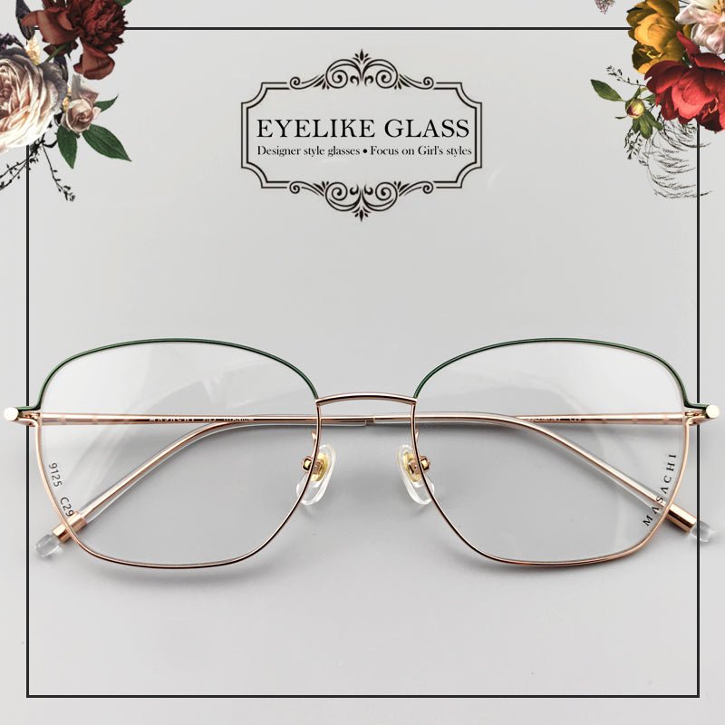 2025 New Full Rim Lightweight Titanium Glasses for Women | Color - Block Design - EO - 9125 - HP eyeglasses