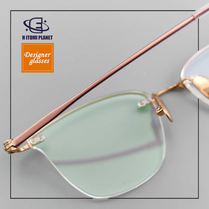 Elegant Women's Cat-Eye Rimless Glasses with Pure Titanium Frame - EO-62012