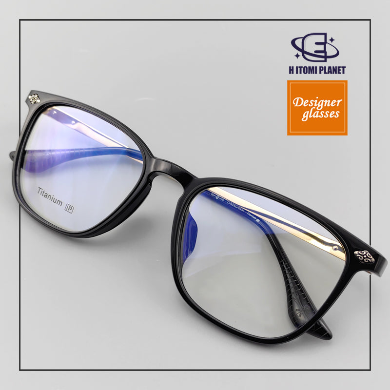 High Quality Acetate Full rim Glasses with Pure Titanium Metal Parts, Medieval Style Design - EO-839