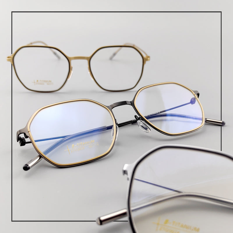 Rectangular Full-Frame Glasses | Beta Titanium Frame & Retro Style - EO-3024