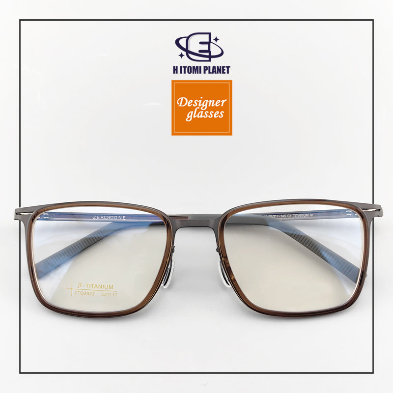 Rectangular Full-Frame Beta Titanium Glasses - Lightweight, Screwless Design, Wide Vision - EO - 3022