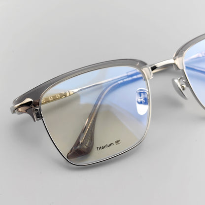 Classic Browline Titanium Eyeglasses - Customizable Lenses for Personalized Vision - EO-511