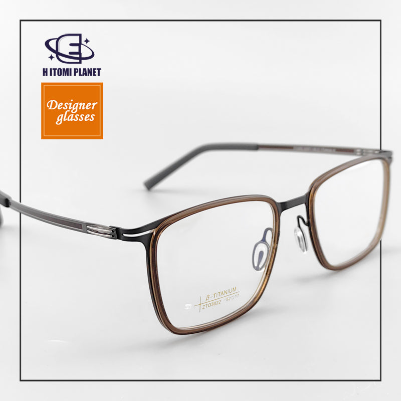 Rectangular Full-Frame Beta Titanium Glasses - Lightweight, Screwless Design, Wide Vision - EO - 3022