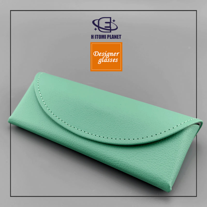 Mint Green & Caramel Brown Leather Glasses Case – Stylish, Durable, Pressure-Resistant Eyeglass Holder with Soft Velvet Interior for Sunglasses & Optical Glasses