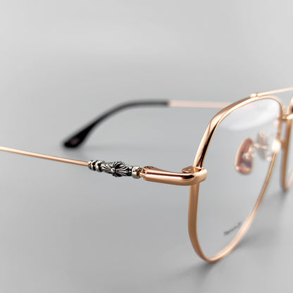 Retro Pilot Optical Eyeglass Frames - Vintage Style with Unique Cross Logo Design - EO-685