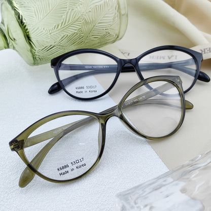 Korean TR90 simple women's cat eye transparent frame glasses - EO-6886