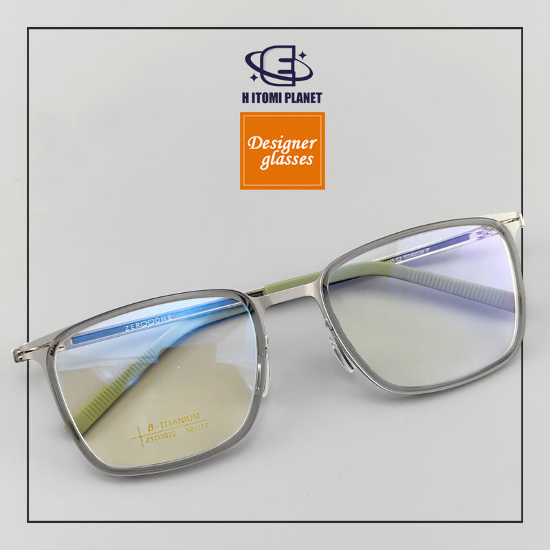 Rectangular Full-Frame Beta Titanium Glasses - Lightweight, Screwless Design, Wide Vision - EO - 3022